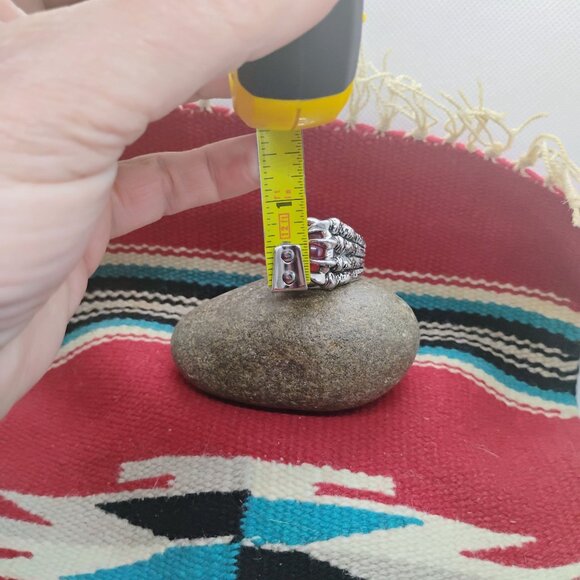 Mens Stainless Steel Dragon Claw Design Red Orange Stone Ring Size 10 - Picture 5 of 8